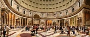 Gli interni del Pantheon a Roma. Visitare